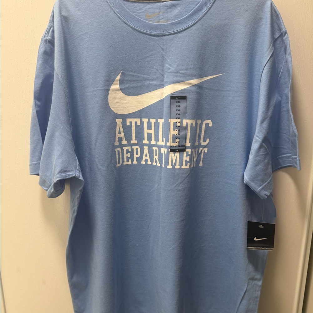 Nike Athletic Department Short Sleeve Tee in Light Blue with White Swoosh